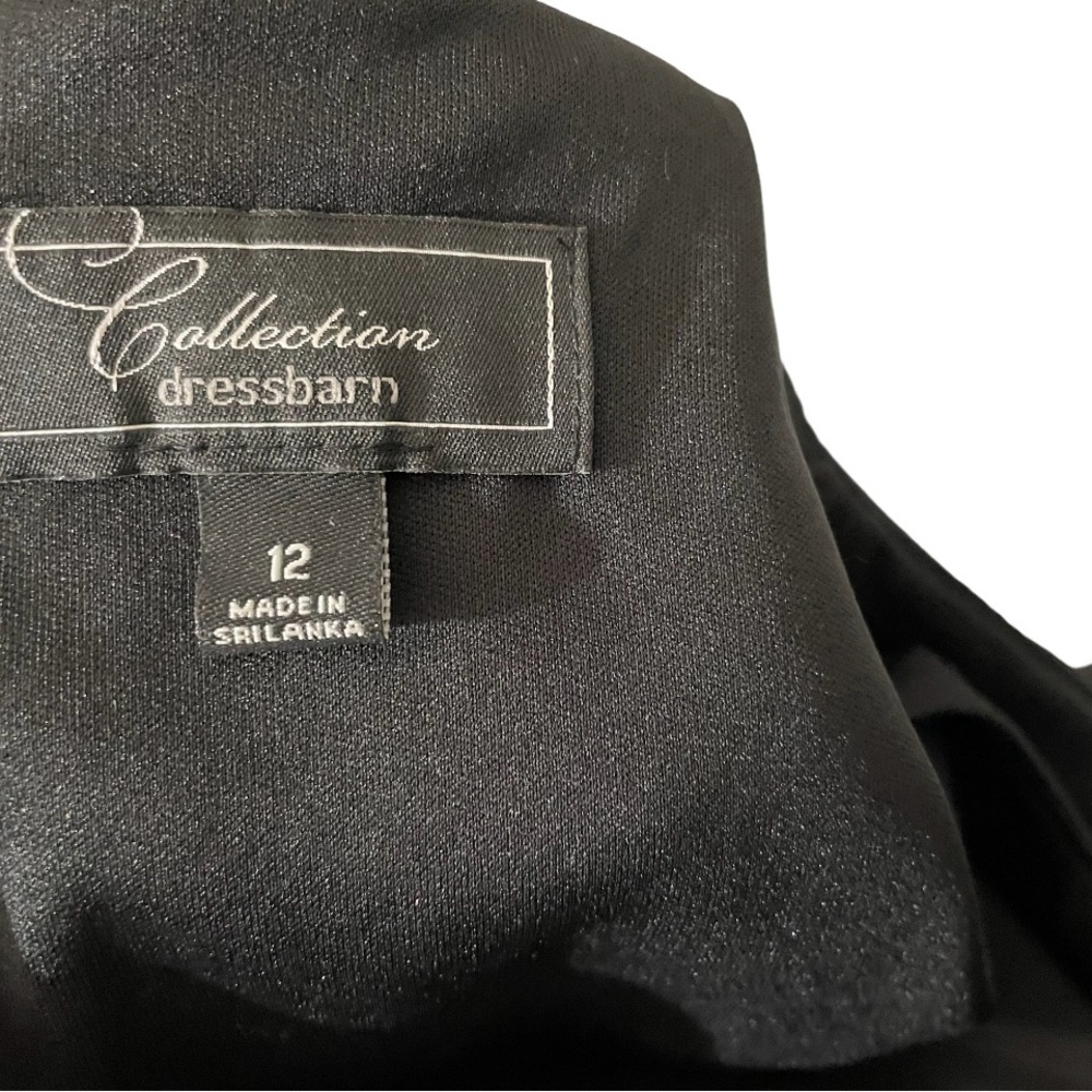 DressBarn Collection Black Cocktail Dress Large Red Rosette Flower Size 12 - Picture 6 of 6
